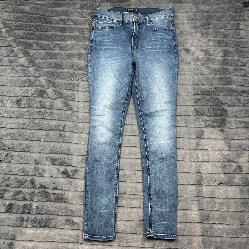 Express Womens High Rise Legging Jeans Medium Wash Skinny Denim Size 8 02719016